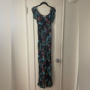 Tropical Print Off Shoulder Jumpsuit